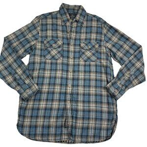 Lucky Brand Plaid Soft 100% Cotton Western Button Down Shirt Men's Size Medium